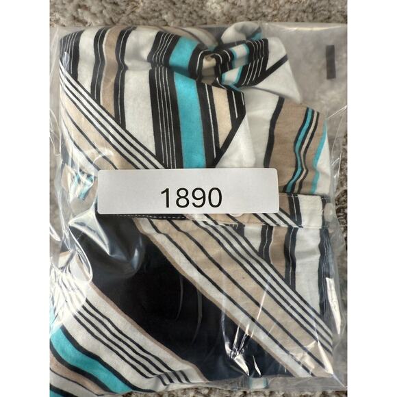 Dana Buchman Size S Abstract Striped V Neck Top 3/4 Sleeve Button Shirt Casual - Picture 10 of 10